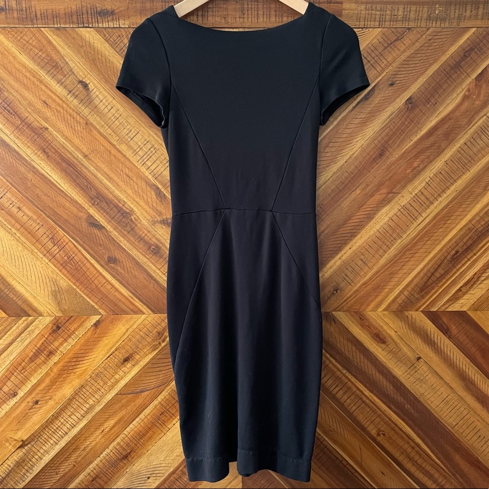 Banana Republic Knee Length Square Neck Black Dress Size 00 Petite